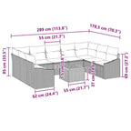 Gartensofa-set mit Kissen 10 pcs Schwarz Poly-Rattan