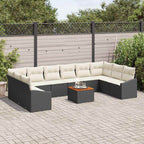 Gartensofa-set mit Kissen 11 pcs Schwarz Poly-Rattan