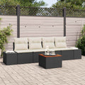 Gartensofa-set mit Kissen 5 pcs Schwarz Poly-Rattan