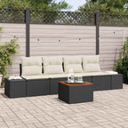 Gartensofa-set mit Kissen 5 pcs Schwarz Poly-Rattan