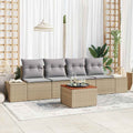 Gartensofa-set mit Kissen 5 pcs Beige Poly-Rattan