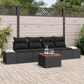 Gartensofa-set mit Kissen 5 pcs Schwarz Poly-Rattan