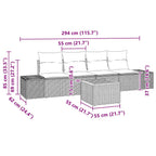 Gartensofa-set mit Kissen 5 pcs Schwarz Poly-Rattan
