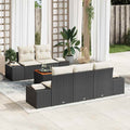 Gartensofa-set mit Kissen 6 pcs Schwarz Poly-Rattan