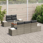 Gartensofa-set mit Kissen 6 pcs Grau Poly-Rattan