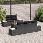 Gartensofa-set mit Kissen 6 pcs Schwarz Poly-Rattan