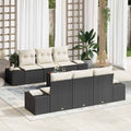 Gartensofa-set mit Kissen 7 pcs Schwarz Poly-Rattan
