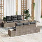 Gartensofa-set mit Kissen 7 pcs Grau Poly-Rattan