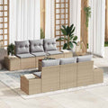 Gartensofa-set mit Kissen 7 pcs Beige Poly-Rattan