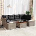 Gartensofa-set mit Kissen 7 pcs Grau Poly-Rattan
