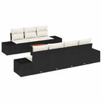Gartensofa-set mit Kissen 8 pcs Schwarz Poly-Rattan