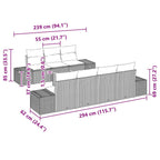 Gartensofa-set mit Kissen 8 pcs Beige Poly-Rattan