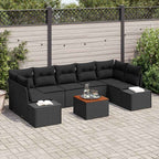 Gartensofa-set mit Kissen 8 pcs Schwarz Poly-Rattan