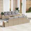 Gartensofa-set mit Kissen 9 pcs Beige Poly-Rattan
