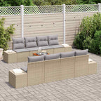 Gartensofa-set mit Kissen 9 pcs Beige Poly-Rattan