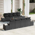 Gartensofa-set mit Kissen 9 pcs Schwarz Poly-Rattan