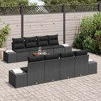Gartensofa-set mit Kissen 9 pcs Schwarz Poly-Rattan