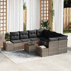 Gartensofa-set mit Kissen 9 pcs Grau Poly-Rattan