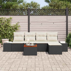 Gartensofa-set mit Kissen 6 pcs Schwarz Poly-Rattan