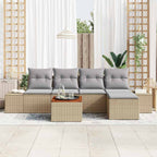 Gartensofa-set mit Kissen 6 pcs Beige Poly-Rattan
