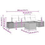Gartensofa-set mit Kissen 6 pcs Beige Poly-Rattan