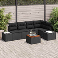 Gartensofa-set mit Kissen 6 pcs Schwarz Poly-Rattan