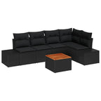 Gartensofa-set mit Kissen 6 pcs Schwarz Poly-Rattan