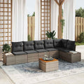 Gartensofa-set mit Kissen 7 pcs Grau Poly-Rattan