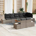 Gartensofa-set mit Kissen 9 pcs Grau Poly-Rattan