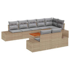 Gartensofa-set mit Kissen 9 pcs Beige Poly-Rattan