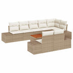 Gartensofa-set mit Kissen 9 pcs Beige Poly-Rattan