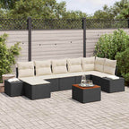 Gartensofa-set mit Kissen 8 pcs Schwarz Poly-Rattan