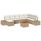Gartensofa-set mit Kissen 9 pcs Beige Poly-Rattan