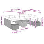 Gartensofa-set mit Kissen 10 pcs Grau Poly-Rattan