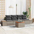 Gartensofa-set mit Kissen 5 pcs Grau Poly Rattan