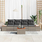 Gartensofa-set mit Kissen 5 pcs Grau Poly Rattan