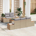 Gartensofa-set mit Kissen 6 pcs Beige Poly Rattan