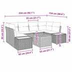 Gartensofa-set mit Kissen 6 pcs Grau Poly Rattan