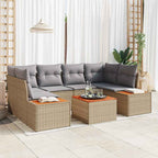 Gartensofa-set mit Kissen 6 pcs Beige Poly Rattan