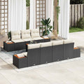 Gartensofa-set mit Kissen 8 pcs Schwarz Poly Rattan
