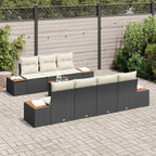 Gartensofa-set mit Kissen 8 pcs Schwarz Poly Rattan
