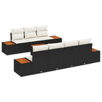 Gartensofa-set mit Kissen 8 pcs Schwarz Poly Rattan