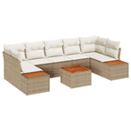 Gartensofa-set mit Kissen 8 pcs Beige Poly Rattan