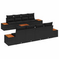 Gartensofa-set mit Kissen 9 pcs Schwarz Poly Rattan