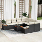 Gartensofa-set mit Kissen 9 pcs Schwarz Poly Rattan
