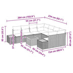 Gartensofa-set mit Kissen 9 pcs Grau Poly Rattan