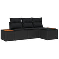 Gartensofa-set mit Kissen mit Kissen 4 pcs Schwarz Poly-Rattan
