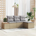 Gartensofa-set mit Kissen mit Kissen 4 pcs Beige Poly-Rattan