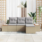 Gartensofa-set mit Kissen mit Kissen 4 pcs Beige Poly-Rattan