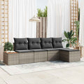 Gartensofa-set mit Kissen 5 pcs Grau Poly Rattan